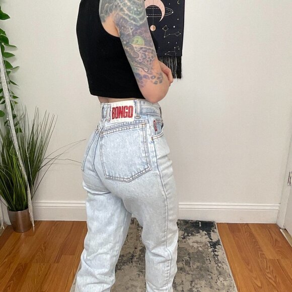 Vintage mom Bingo Distressed Straight Leg Ankle Jeans Light Wash Blue Size 23 - Picture 3 of 6